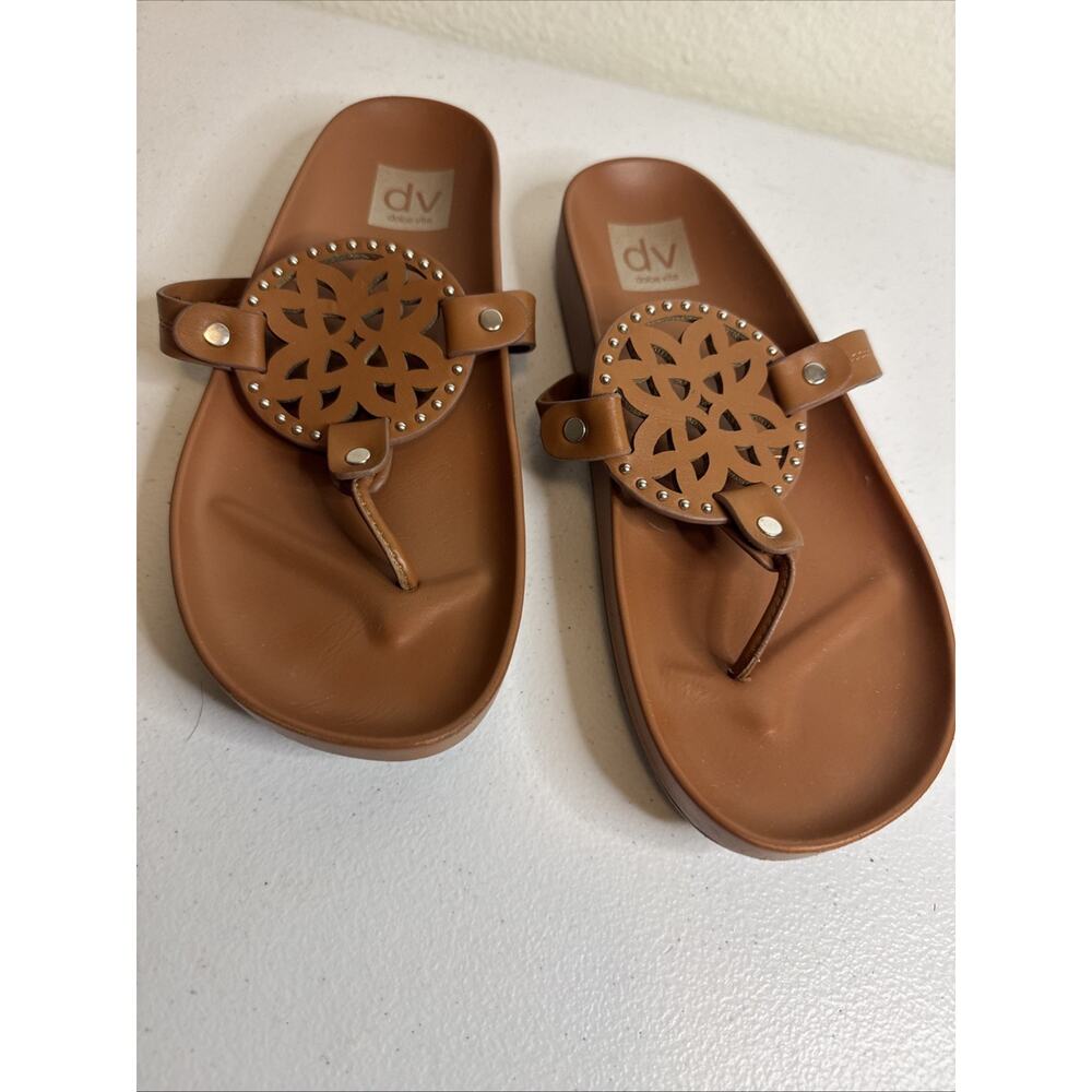 Dolce Vita size 7 Studded Cut-Out Brown Thong Sandals for Women Slip On Casual